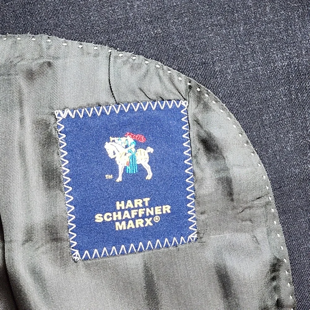 Hart Schaffner Marx Blazer Mens 46L Gray Wool Two Button USA‎ Union Made